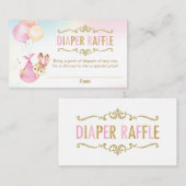 バニーバルーン赤ちゃんシャワーおむつラッフルチケット エンクロージャーカード (正面/裏面)