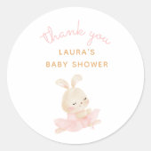 バニーバレリナツチュベイビーシャワーありがとう ラウンドシール (正面)