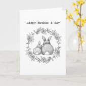 バニーバンズが可愛おもしろいくて母の日モノクロ カード (黄色い花)