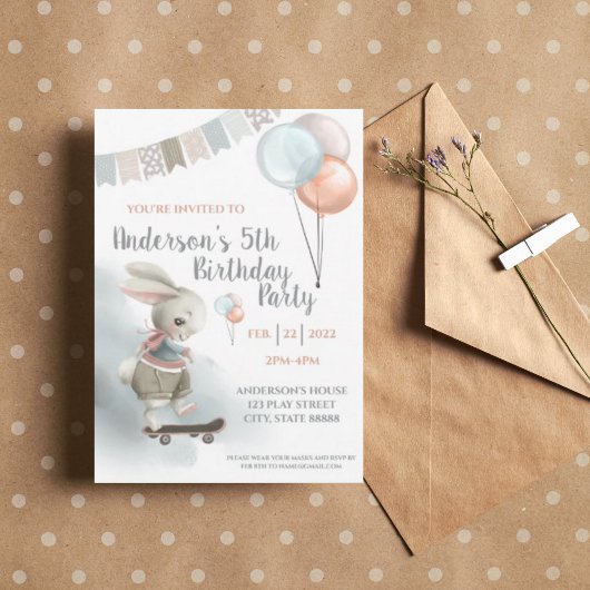 バニーバースデーパーティーの招待 招待状