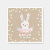 バニーバースデーパーティーナプキンソームバニー誕生日 スタンダードカクテルナプキン (正面)