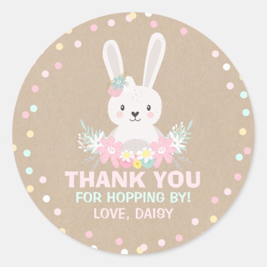 バニーバースデーパーティーメッセージカードいくつかのバニーステッカー ラウンドシール (正面)