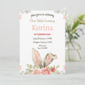 バニーバースデーパーティー招待ピンクフローラ 招待状 (スタンド正面)