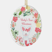 バニーパーソナライズされたとリースベビーの第1クリスマス セラミックオーナメント (右)