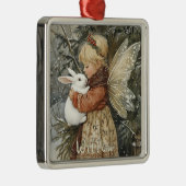 バニーパーソナライズされたとヴィンテージクリスマスの妖精 メタルオーナメント (右)