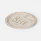 バニーパーソナライズされたは一歳の誕生日 ペーパープレート (アングル)