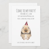 バニーパーソナライズされたパーティの招待状 招待状 (正面/裏面)