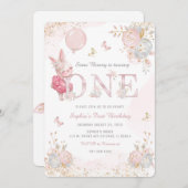 バニーパーソナライズされたファースト誕生日招待状 招待状 (正面/裏面)