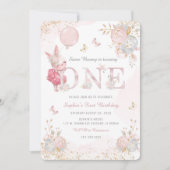 バニーパーソナライズされたファースト誕生日招待状 招待状 (正面)