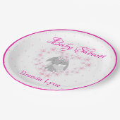 バニーパーソナライズされたラビットガールピンク赤ちゃんシャワー ペーパープレート (アングル)