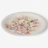 バニーパーソナライズされた、シック&ラムイースタープレート ペーパープレート (アングル)