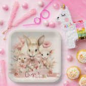 バニーパーソナライズされた、シック&ラムイースタープレート ペーパープレート (パーティー)