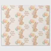 バニーパーソナライズされた&パステルバルーン – かわいいギフト ラッピングペーパー (フラット)