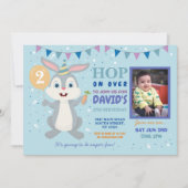 バニーパーティー誕生日ラビットフォトイースター 招待状 (正面)