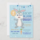 バニーパーティー誕生日ラビットボーズブルーイースター 招待状 (正面)