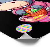 バニーヒッポイースター狩りエッグバスケットカラフルラ ポスター (角)