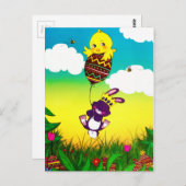 バニービーチクイースターエッグ狩り水彩 ポストカード (正面/裏面)