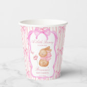 バニーピンクの弓の赤ちゃんシャワーモノグラムの 紙コップ (正面)