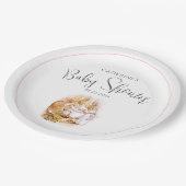 バニーピンクガール赤ちゃんシャワー ペーパープレート (アングル)