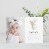 バニーピンクバルーンフォト1st誕生日招待状 招待状 (スタンド正面)