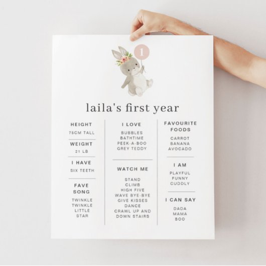 バニーピンクバルーンマイルストーンポスター ポスター