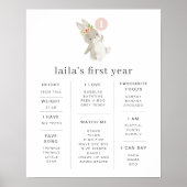 バニーピンクバルーンマイルストーンポスター ポスター (正面)