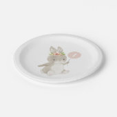 バニーピンクバルーン1st誕生日 ペーパープレート (アングル)