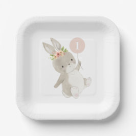 バニーピンクバルーン1st誕生日 ペーパープレート