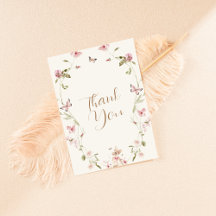 バニーピンクフローラガールベビーシャワーサンキューカード