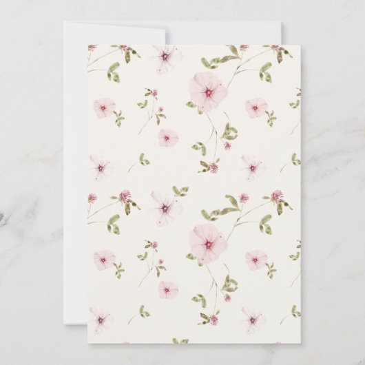 バニーピンクフローラベビーシャワーサンキューカード サンキューカード (裏面)