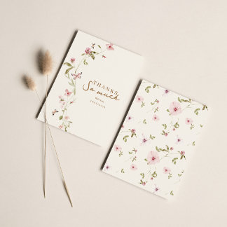 バニーピンクフローラベビーシャワーサンキューカード サンキューカード