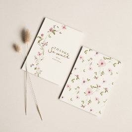 バニーピンクフローラベビーシャワーサンキューカード サンキューカード