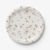 バニーピンクフローラベビーシャワー紙プレート ペーパープレート (正面)