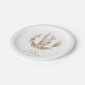 バニーピンクフローラ子供の誕生日パーティー ペーパープレート (アングル)