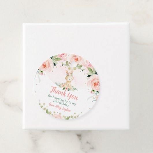 バニーピンク赤面フローラ誕生日ラビットパーティー フェイバータグ (インサイチュ)