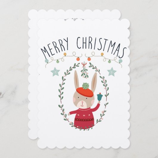 バニーファミリークリスマススススススカンジナビアカード 招待状 (正面/裏面)