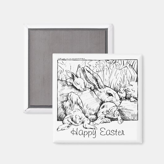 バニーファミリーハッピーイースターマグネット マグネット (正面/裏面)