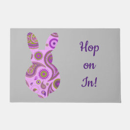 バニーファンキーイン熱狂するペイズリー ドアマット