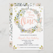 バニーファースト誕生日招待状 招待状 (正面/裏面)