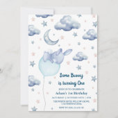 バニーファースト1歳男の赤ちゃん 招待状 (正面)