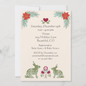 バニーフォークアートリースウィンターニュートラルベビーシャワー 招待状 (裏面)