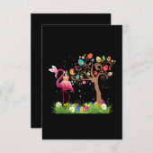 バニーフラミンゴイースター2021 |かわいいフラミンゴの恋人たち 出欠カード (正面/裏面)