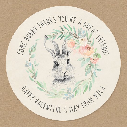 バニーフレンドキッズクラスルームのバレンタインデーパーティー ラウンドシール