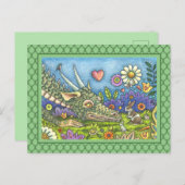 バニーフレンドリートレイルのイースタードラゴンかわいいファンタジー シーズンポストカード (正面/裏面)