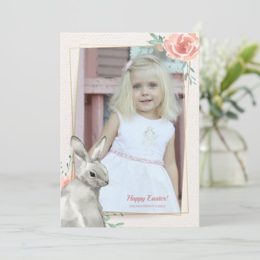 バニーフレームフォトイースターカード 招待状 (スタンド正面)