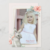 バニーフレームフォトイースターカード 招待状 (正面/裏面)