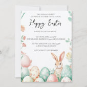 バニーフローラと卵の白ハッピーイースター 招待状 (正面)