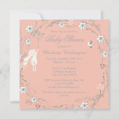 バニーフローラリースダンデリオンズベビーシャワー 招待状 (裏面)