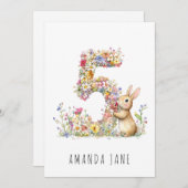 バニーフローラ5誕生日 招待状 (正面/裏面)