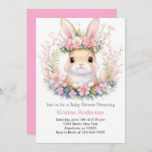 バニーブリスガール赤ちゃんシャワー 招待状 (正面/裏面)